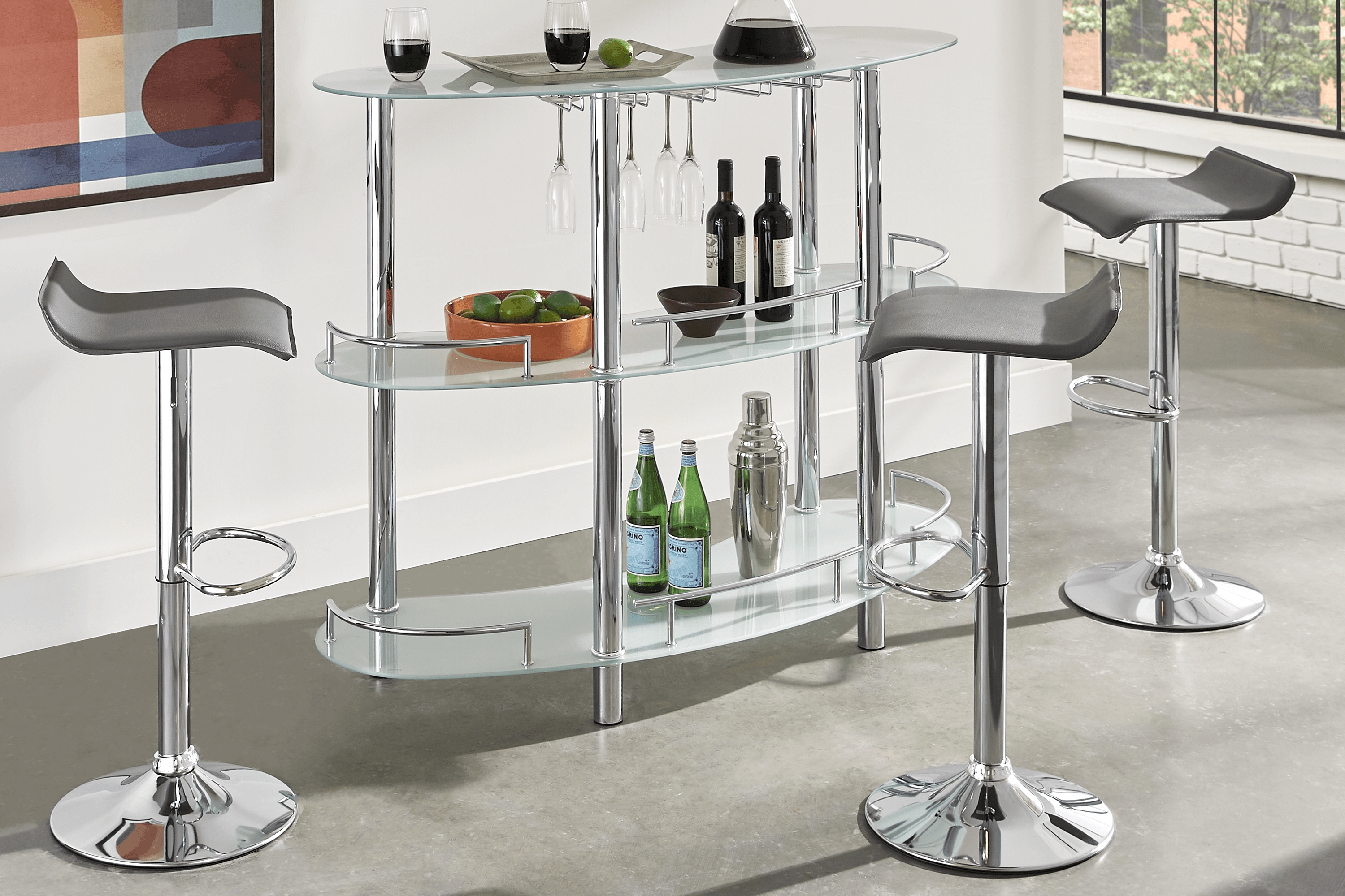 Searcy Platinum 3 Pc Bar Set with Gray Stools - Thumbnail - Image 1
