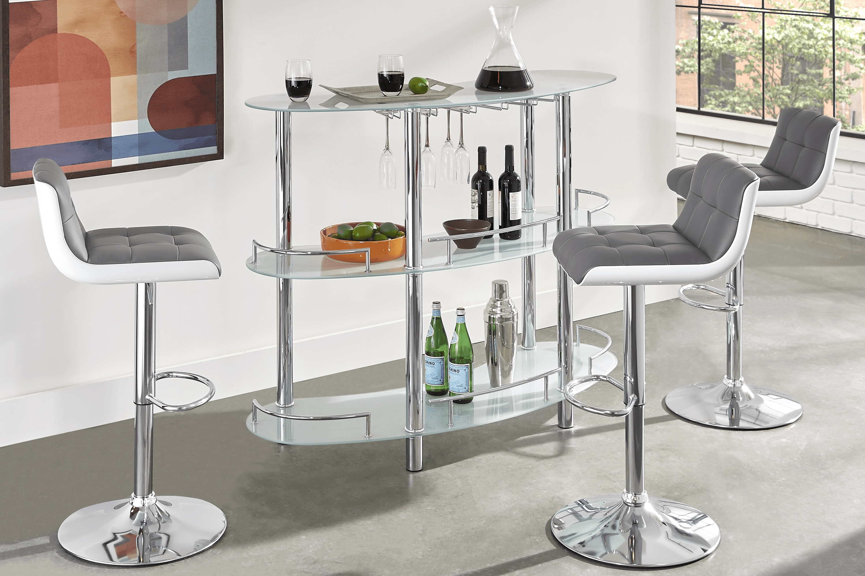 Searcy Platinum 3 Pc Bar Set with Gray Stools - Thumbnail - Image 1