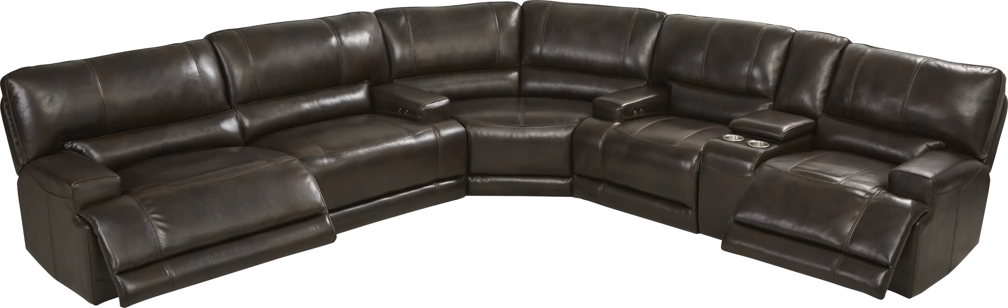 Sefara Chocolate Leather 3 Pc Power Reclining Sectional - Thumbnail - Image 3
