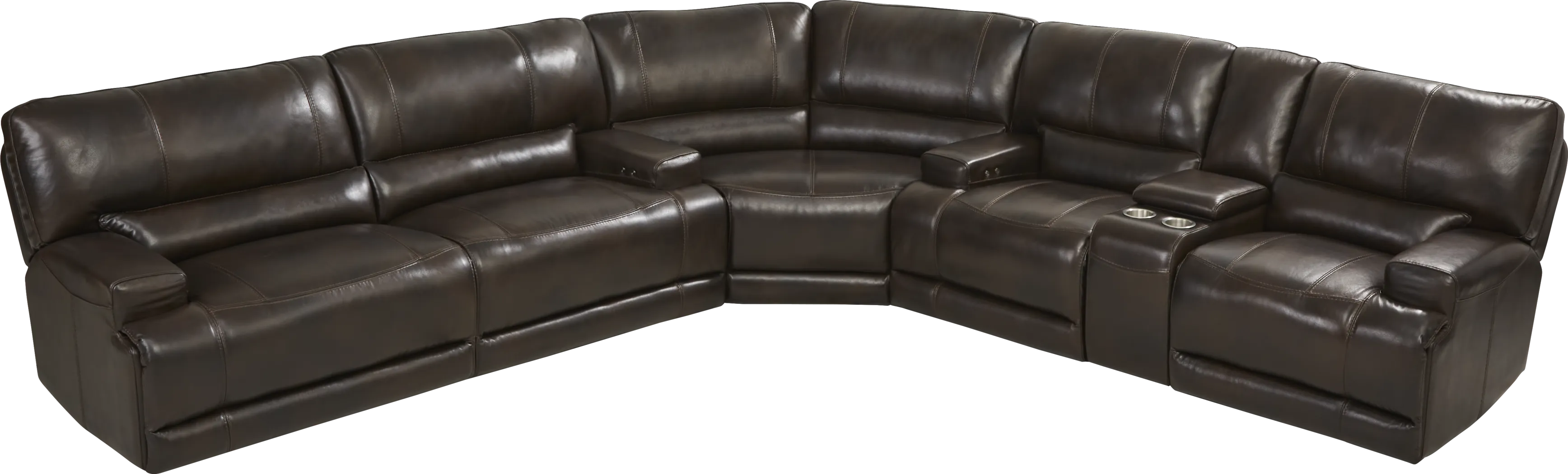 Sefara Chocolate Leather 3 Pc Power Reclining Sectional - Thumbnail - Image 1