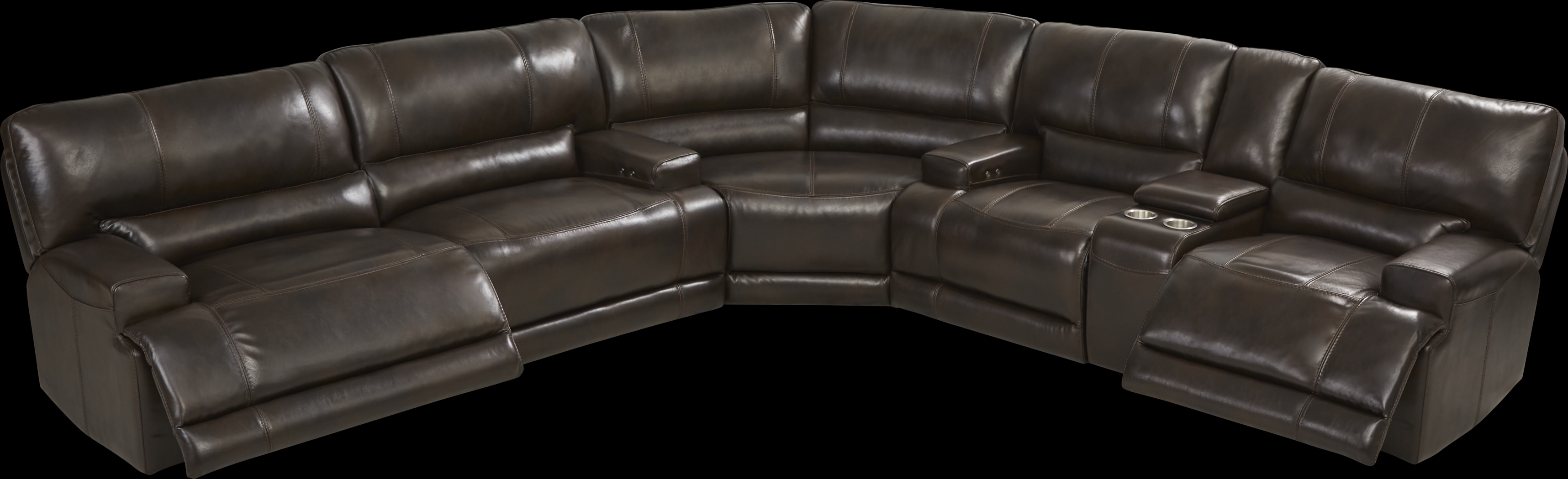 Sefara Chocolate Leather 3 Pc Power Reclining Sectional - Thumbnail - Image 3