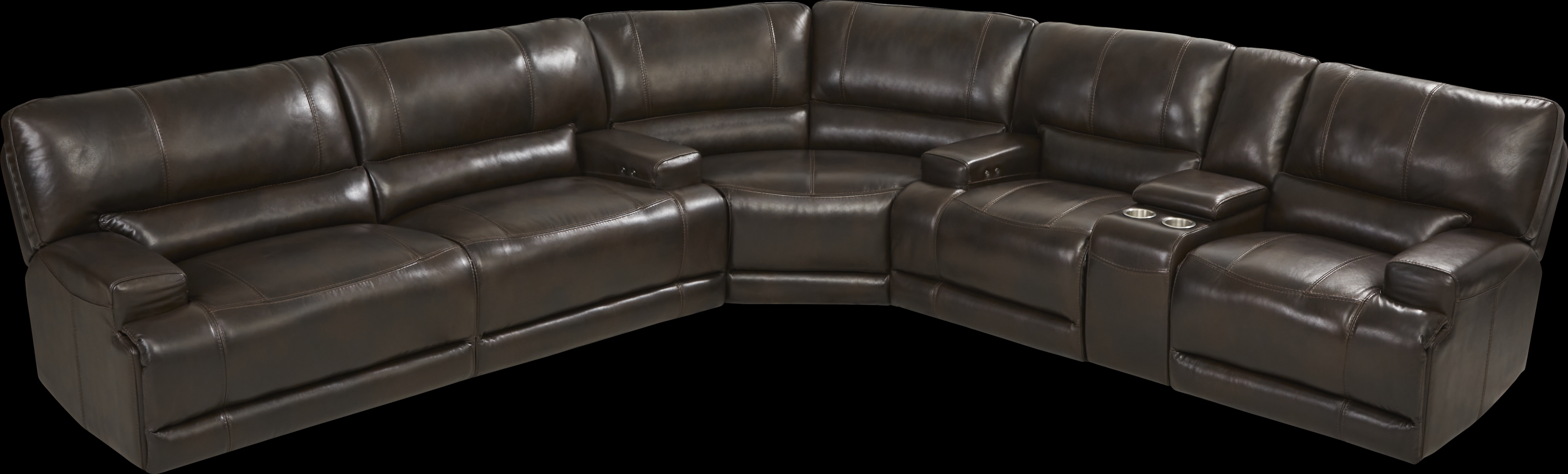 Sefara Chocolate Leather 3 Pc Power Reclining Sectional - Thumbnail - Image 1