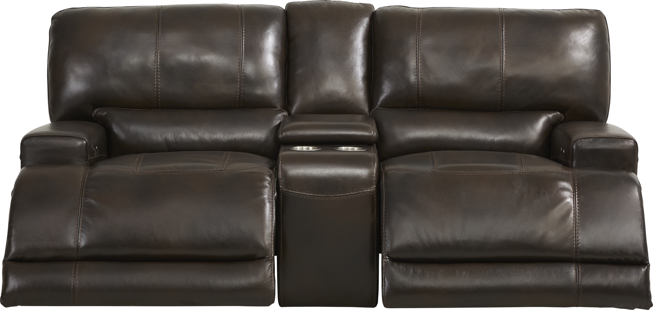 Sefara Chocolate Leather Power Reclining Console Loveseat - Thumbnail - Image 2