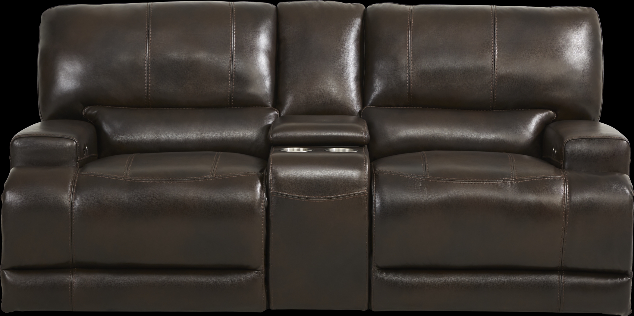 Sefara Chocolate Leather Power Reclining Console Loveseat - Thumbnail - Image 1