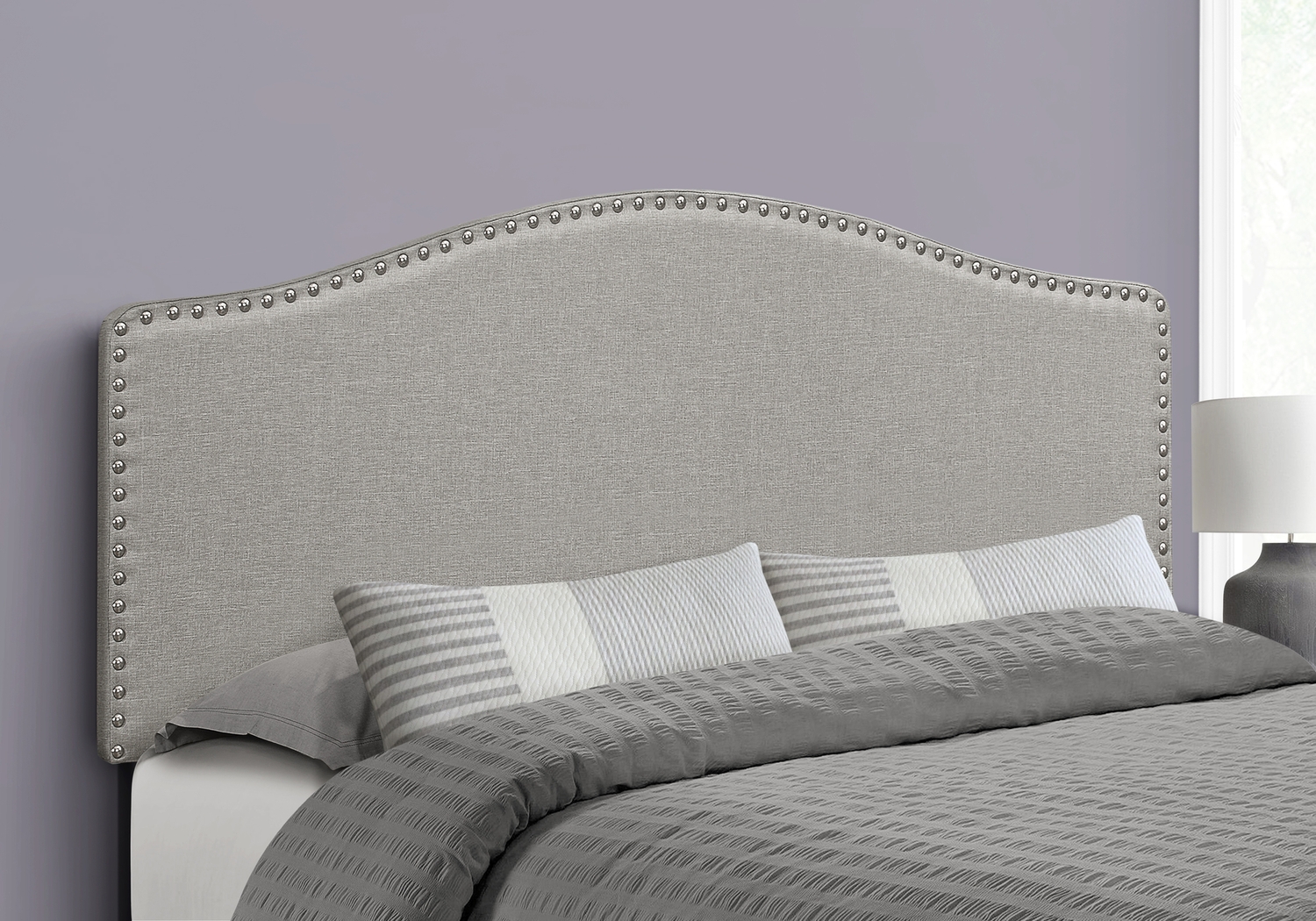 Selover Gray Upholstered Queen Headboard - Thumbnail - Image 2