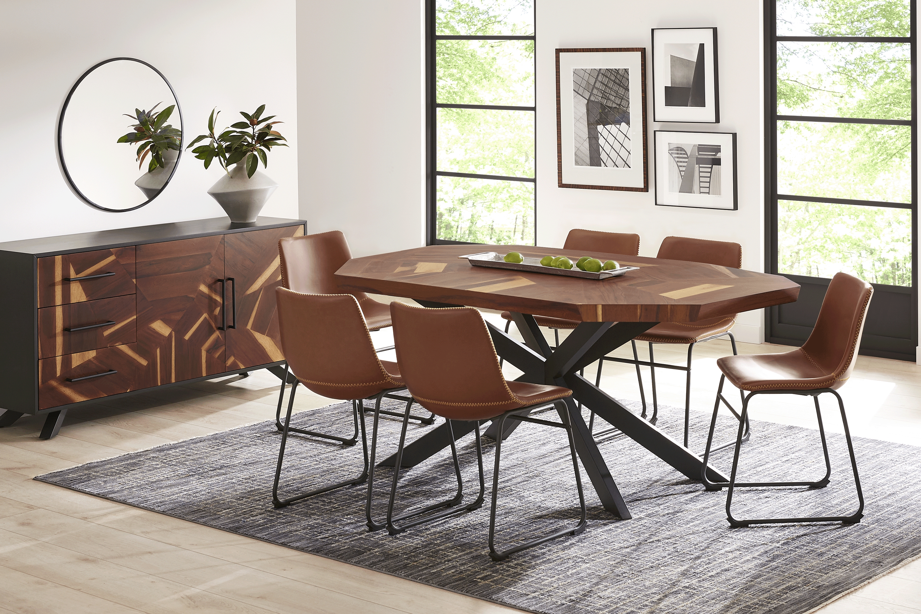 Seneca Cove Natural 5 Pc Dining Room with Barcroft Brown Side Chairs - Thumbnail - Image 1