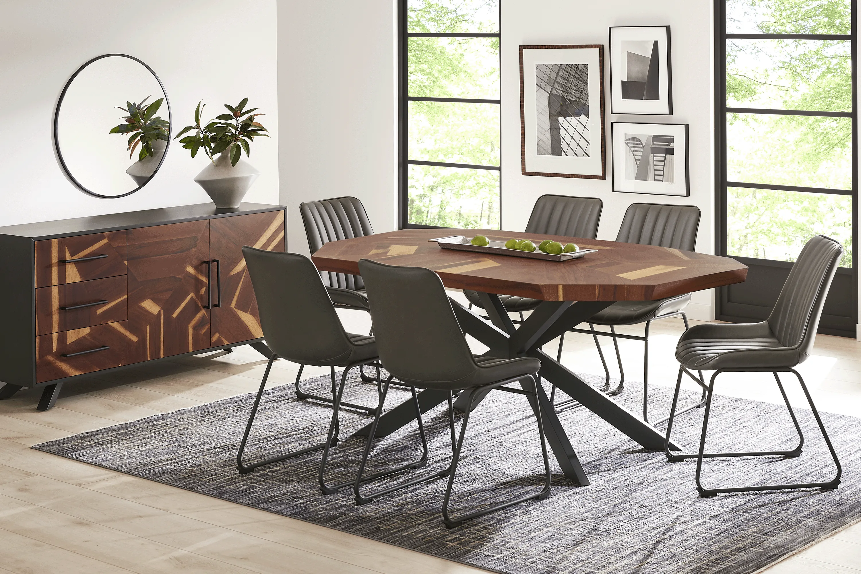 Seneca Cove Natural 5 Pc Dining Room with Emlyn Gray Side Chairs - Thumbnail - Image 1