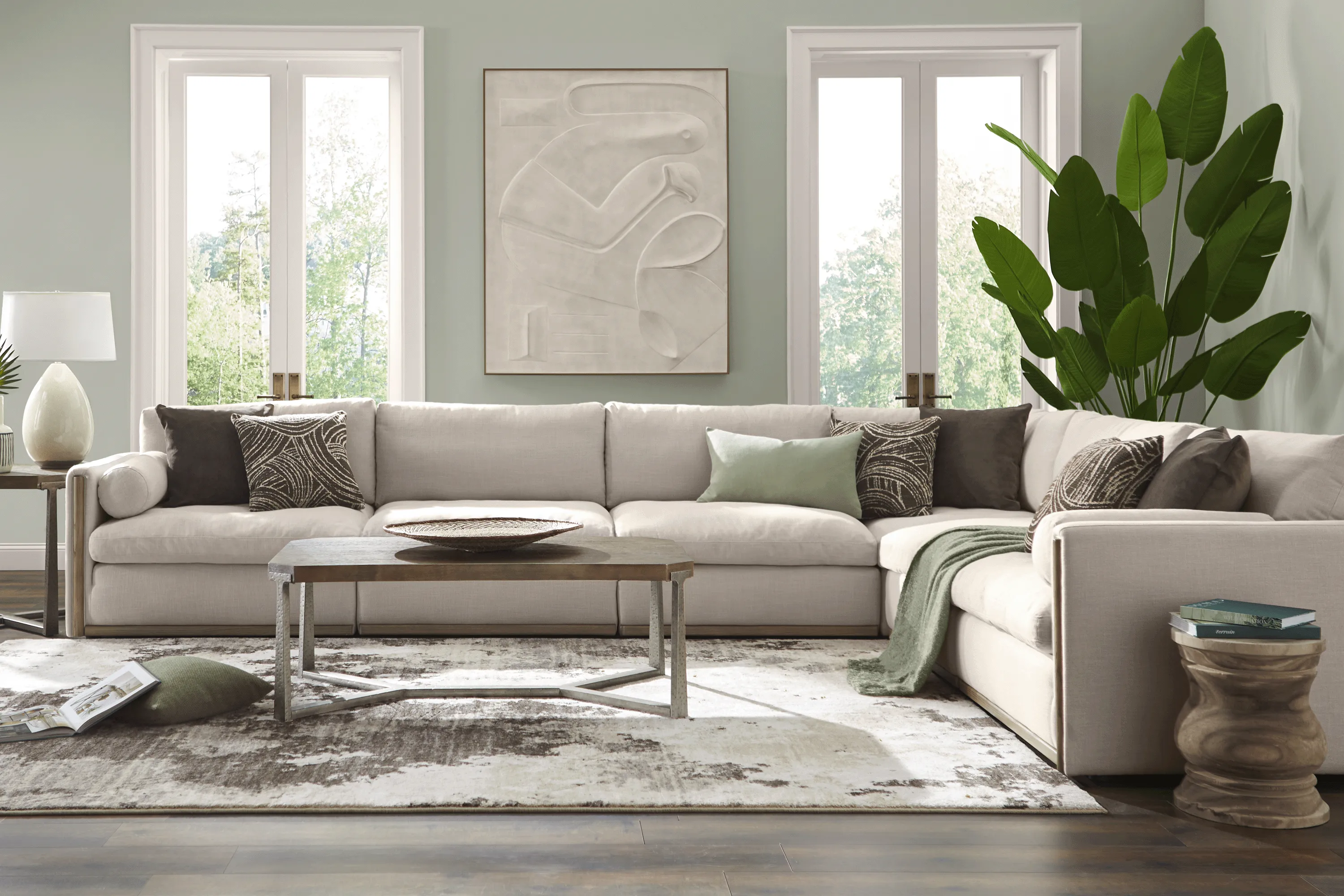 Seneca Point Linen 9 Pc Sectional Living Room - Thumbnail - Image 1