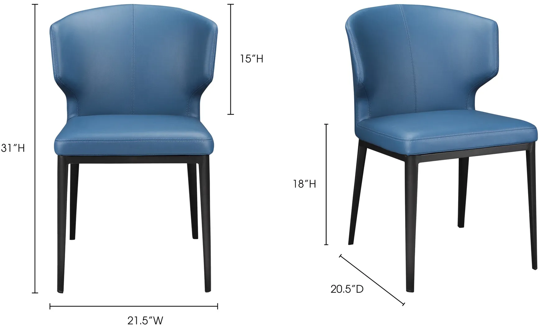 Serbian Blue Side Chair, Set of 2 - Thumbnail - Image 5