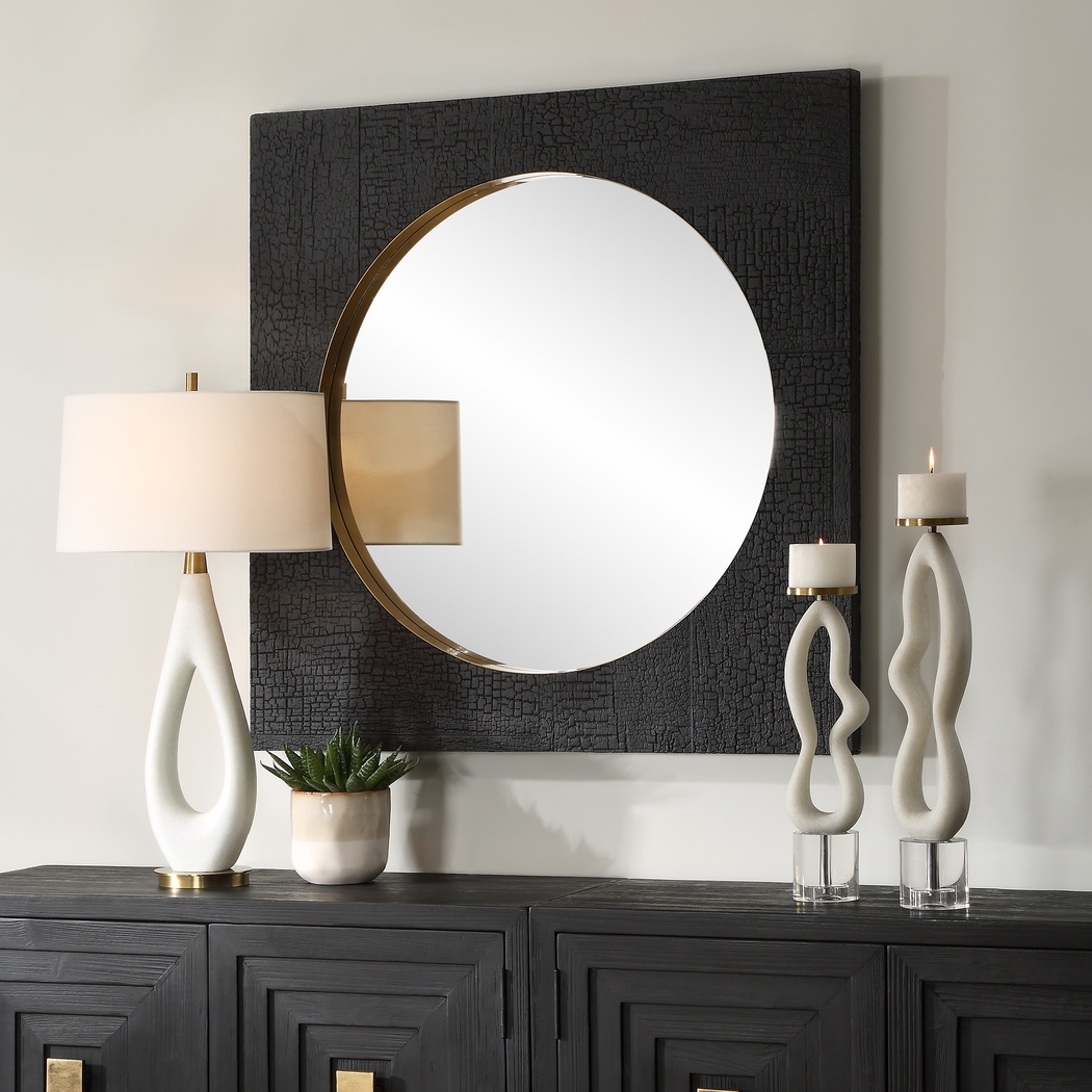 Serdag Black Wall Mirror - Thumbnail - Image 2