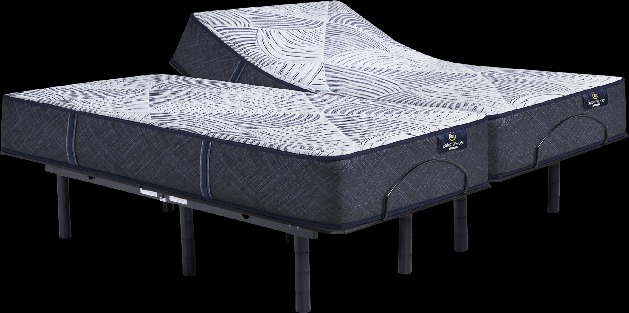 Serta Perfect Sleeper Hybrid Cobalt Bliss Split King Mattress with Head Up Only Base - Thumbnail - Image 1