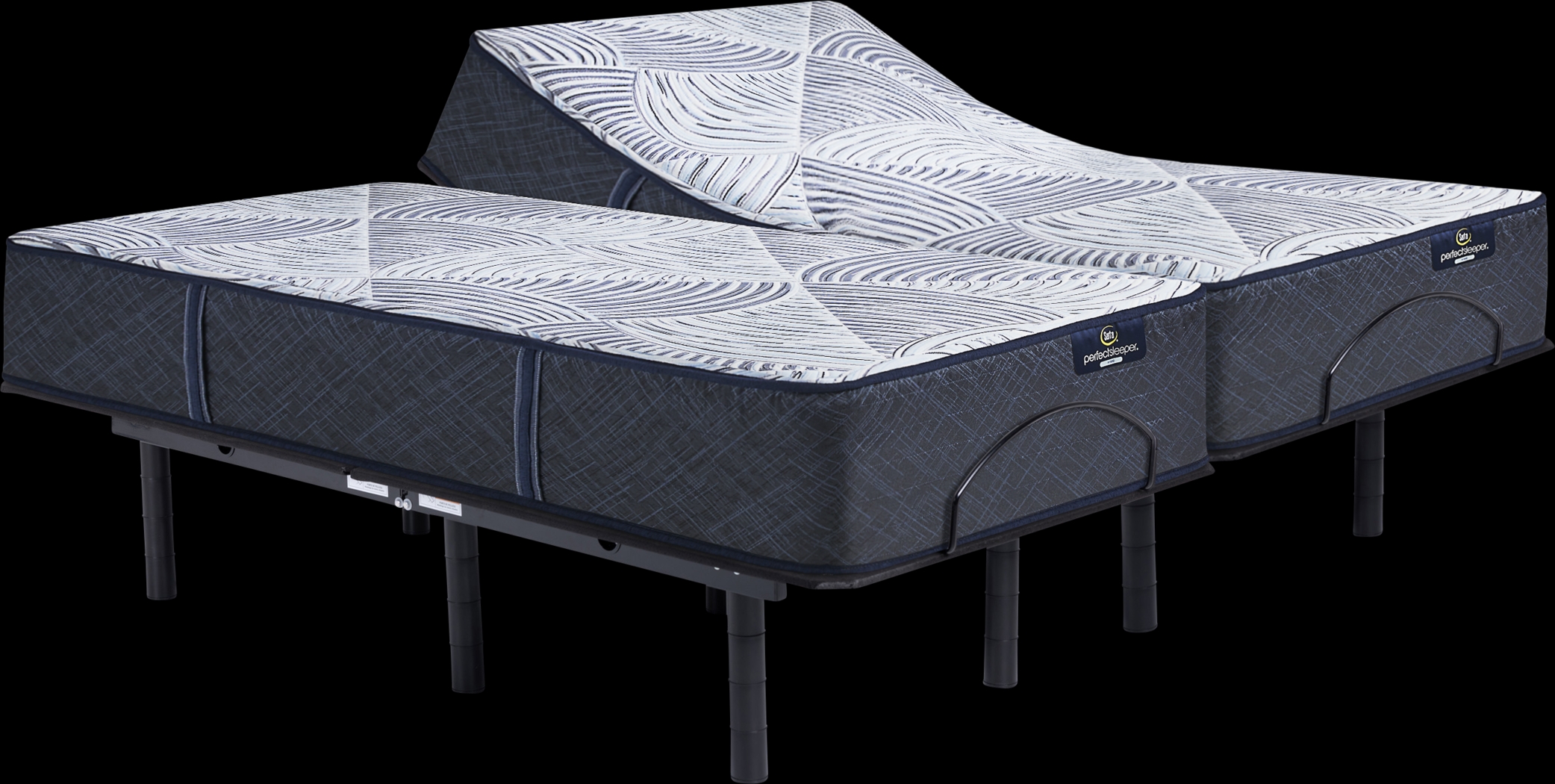 Serta Perfect Sleeper Hybrid Cobalt Serenity Split King Mattress with Head Up Only Base - Thumbnail - Image 1
