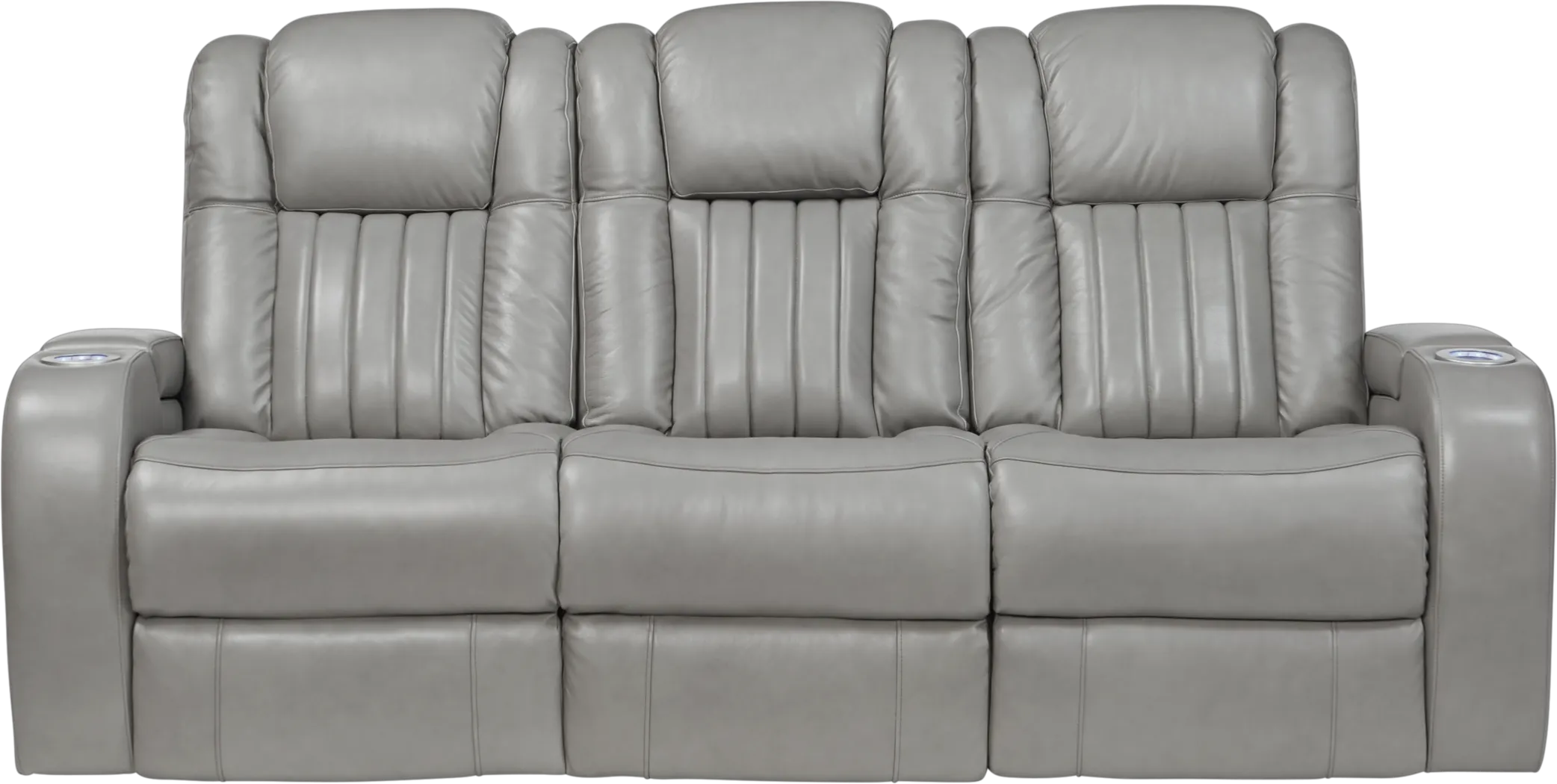 Servillo Platinum Leather Dual Power Reclining Sofa - Thumbnail - Image 1