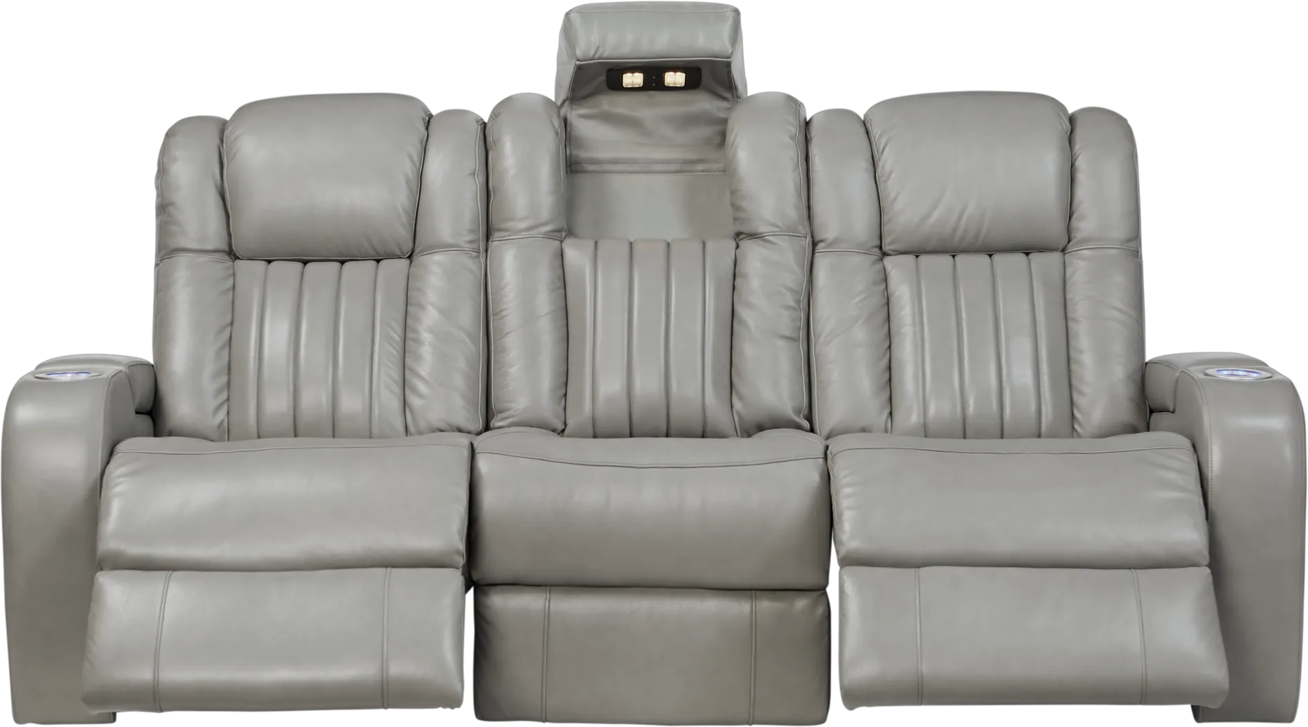 Servillo Platinum Leather Dual Power Reclining Sofa - Thumbnail - Image 2