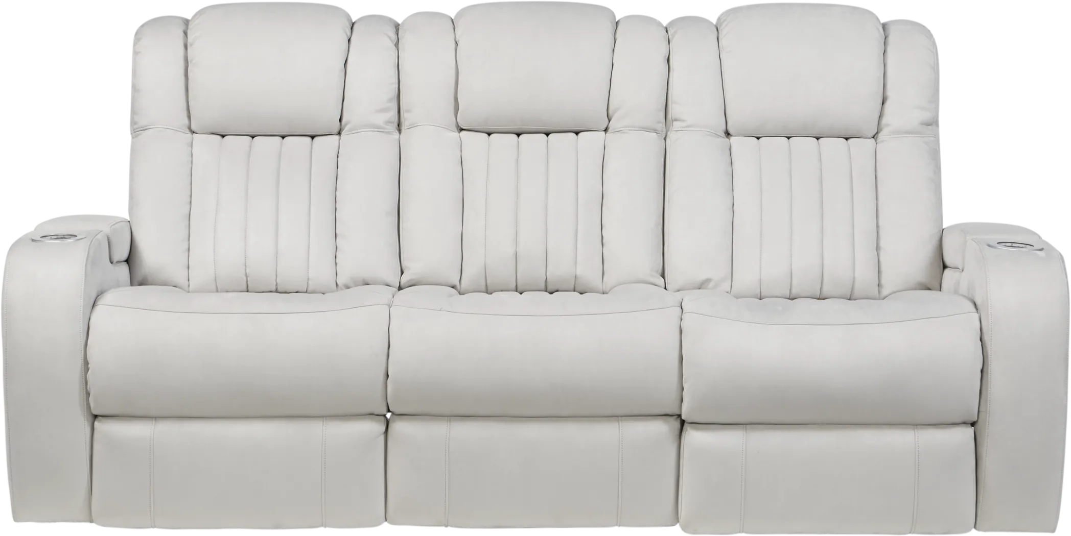 Servillo White Leather Dual Power Reclining Sofa - Thumbnail - Image 2