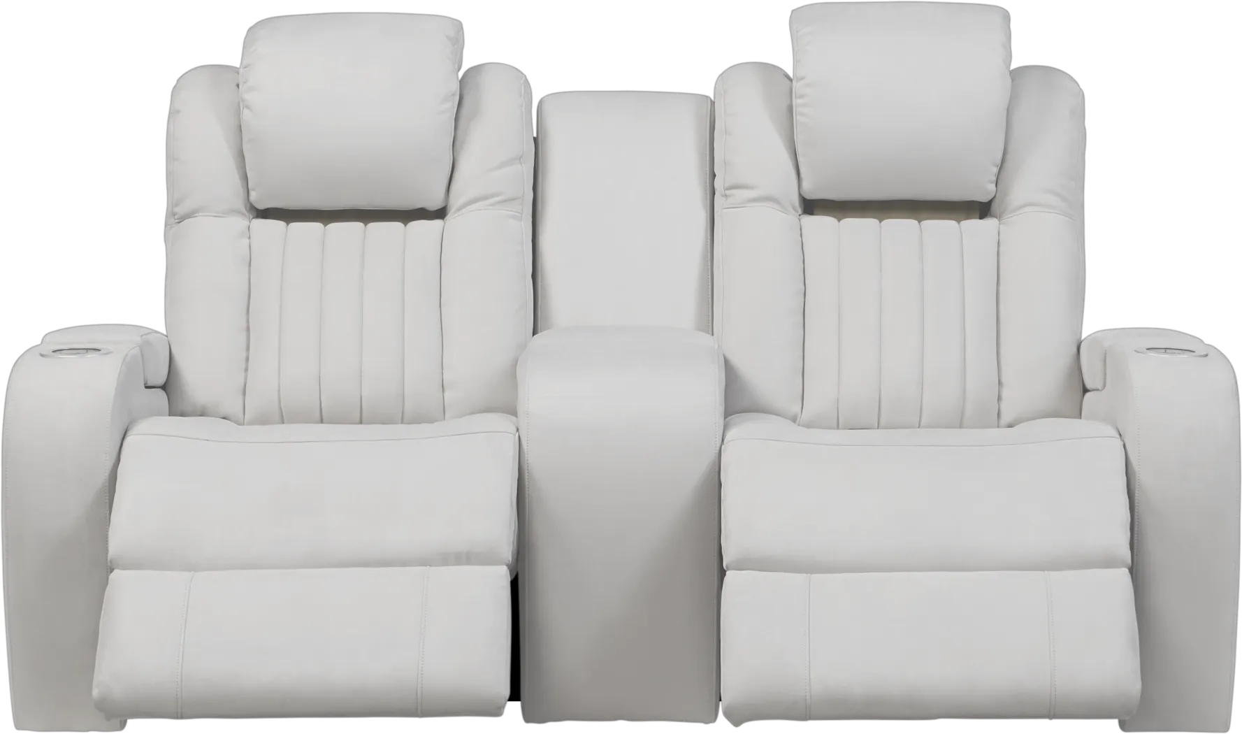 Servillo White Leather Power Reclining Console Loveseat - Thumbnail - Image 2