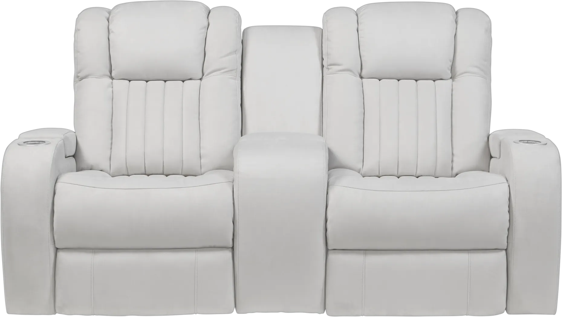 Servillo White Leather Power Reclining Console Loveseat - Thumbnail - Image 1