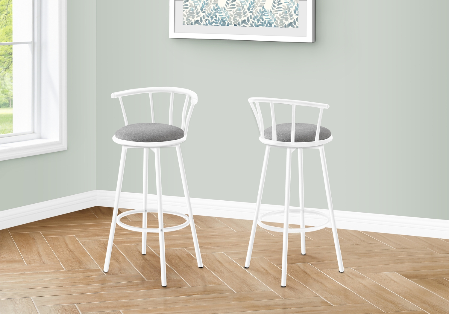 Sesslie Gray Swivel Barstool, Set of 2 - Thumbnail - Image 2