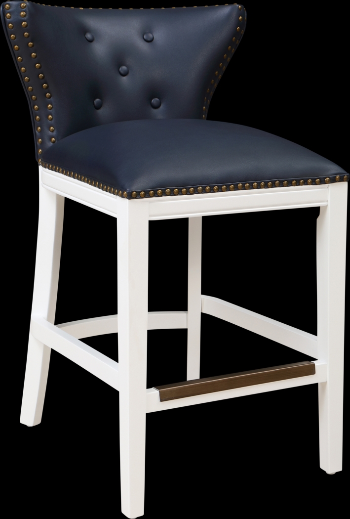 Seyres Dark Blue Counter Height Stool - Thumbnail - Image 3