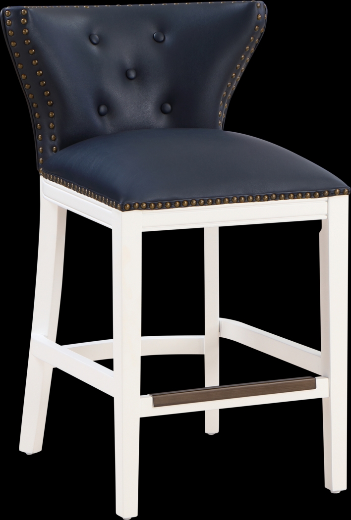 Seyres Dark Blue Counter Height Stool - Thumbnail - Image 1