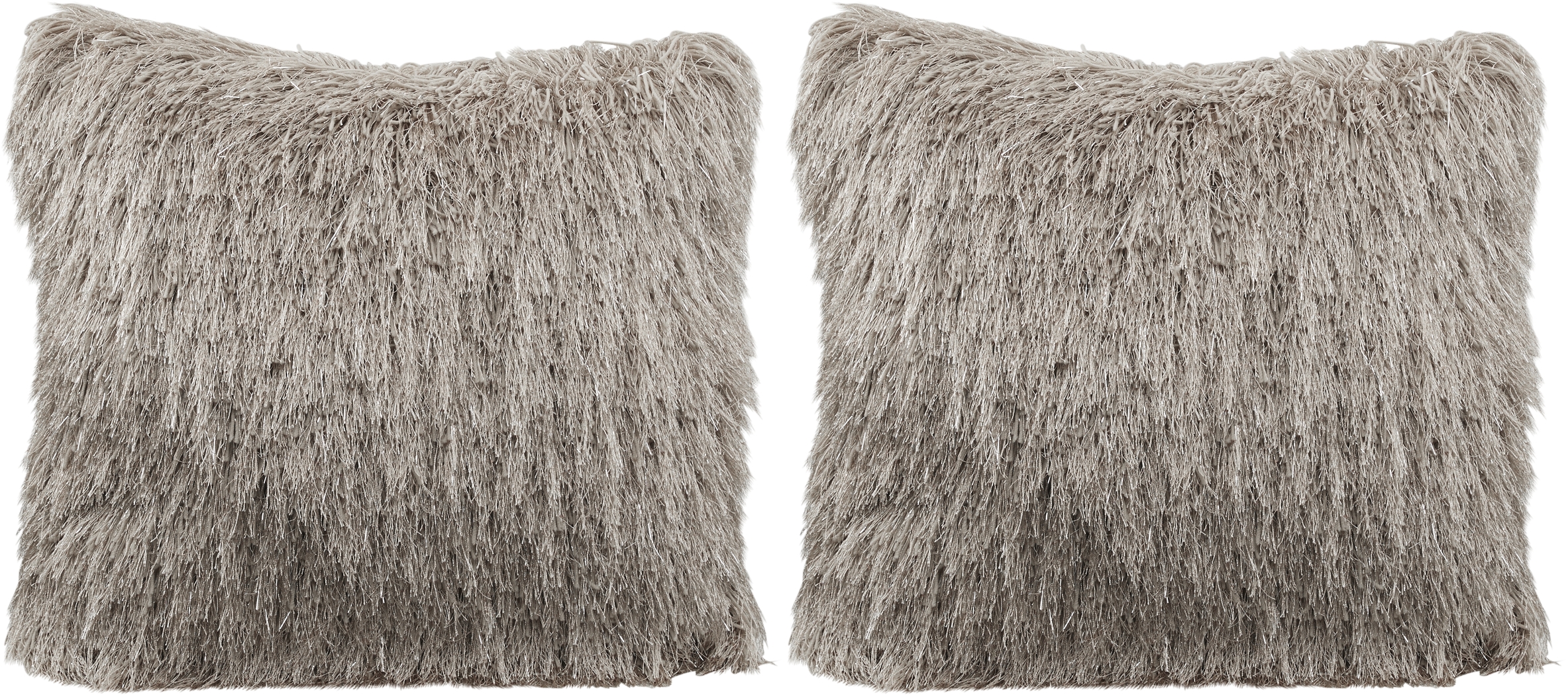 Shag Modish Beige Accent Pillow (Set of 2) - Thumbnail - Image 1