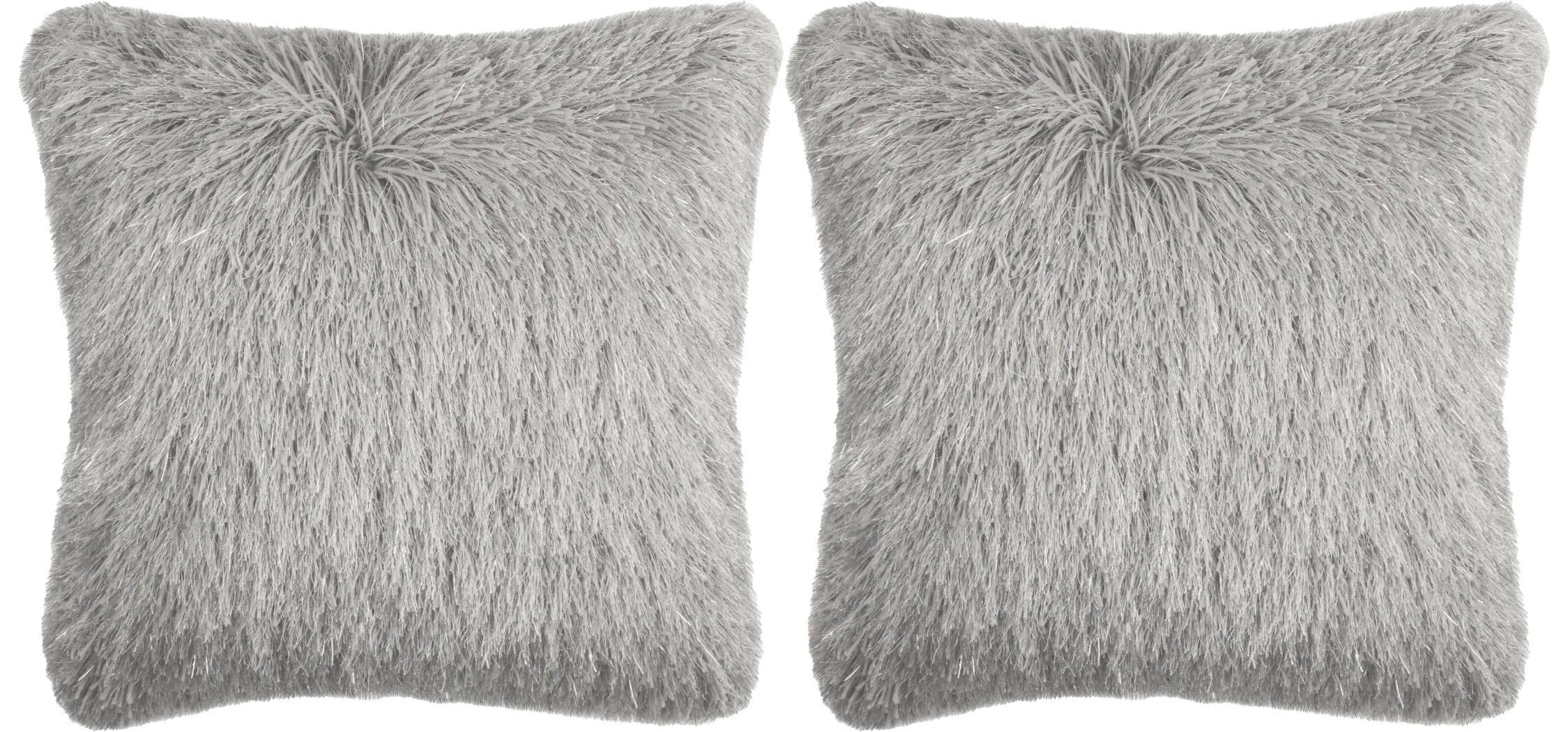 Shag Modish Gray Accent Pillow (Set of 2) - Thumbnail - Image 1