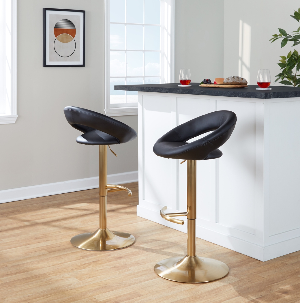 Shallowe I Black Adjustable Swivel Barstool, Set of 2 - Thumbnail - Image 2