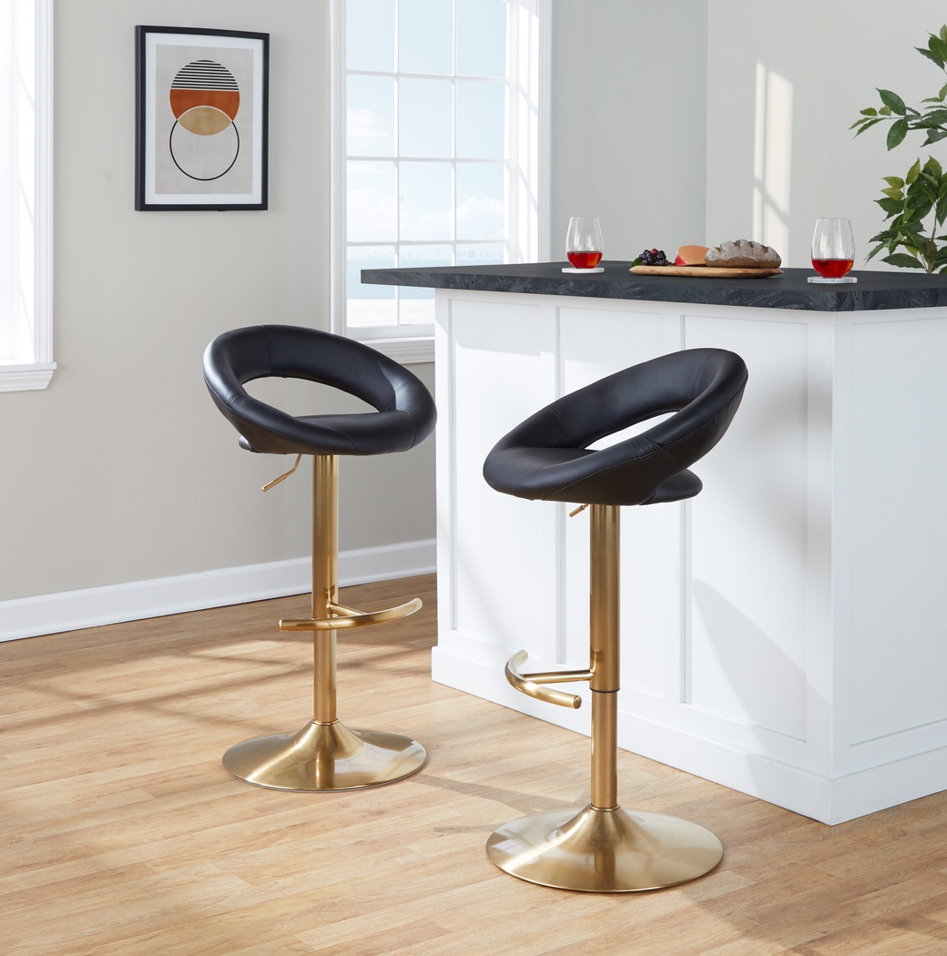 Shallowe I Black Adjustable Swivel Barstool, Set of 2 - Thumbnail - Image 3