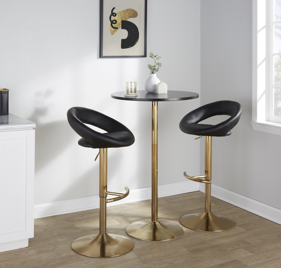 Shallowe I Black Adjustable Swivel Barstool, Set of 2 - Thumbnail - Image 4
