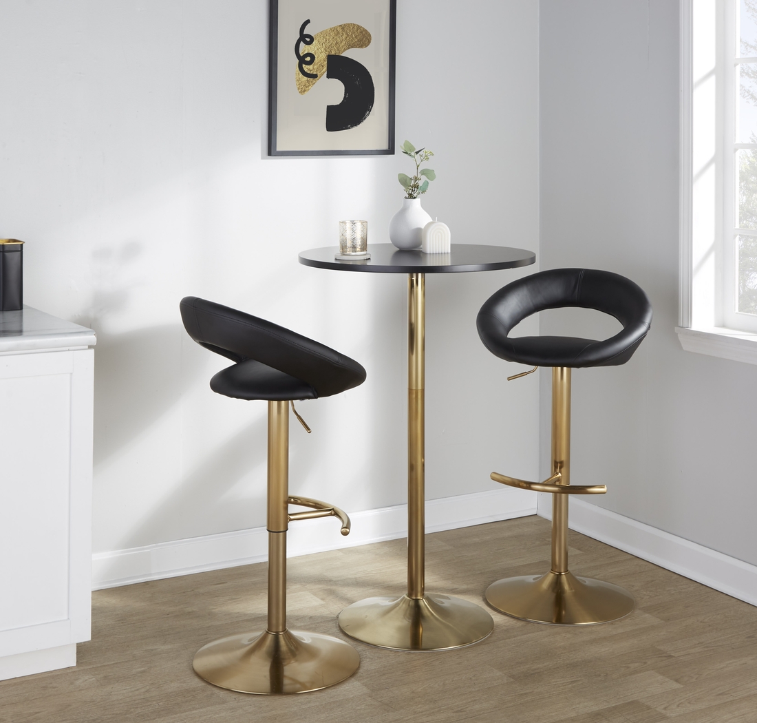 Shallowe I Black Adjustable Swivel Barstool, Set of 2 - Thumbnail - Image 5