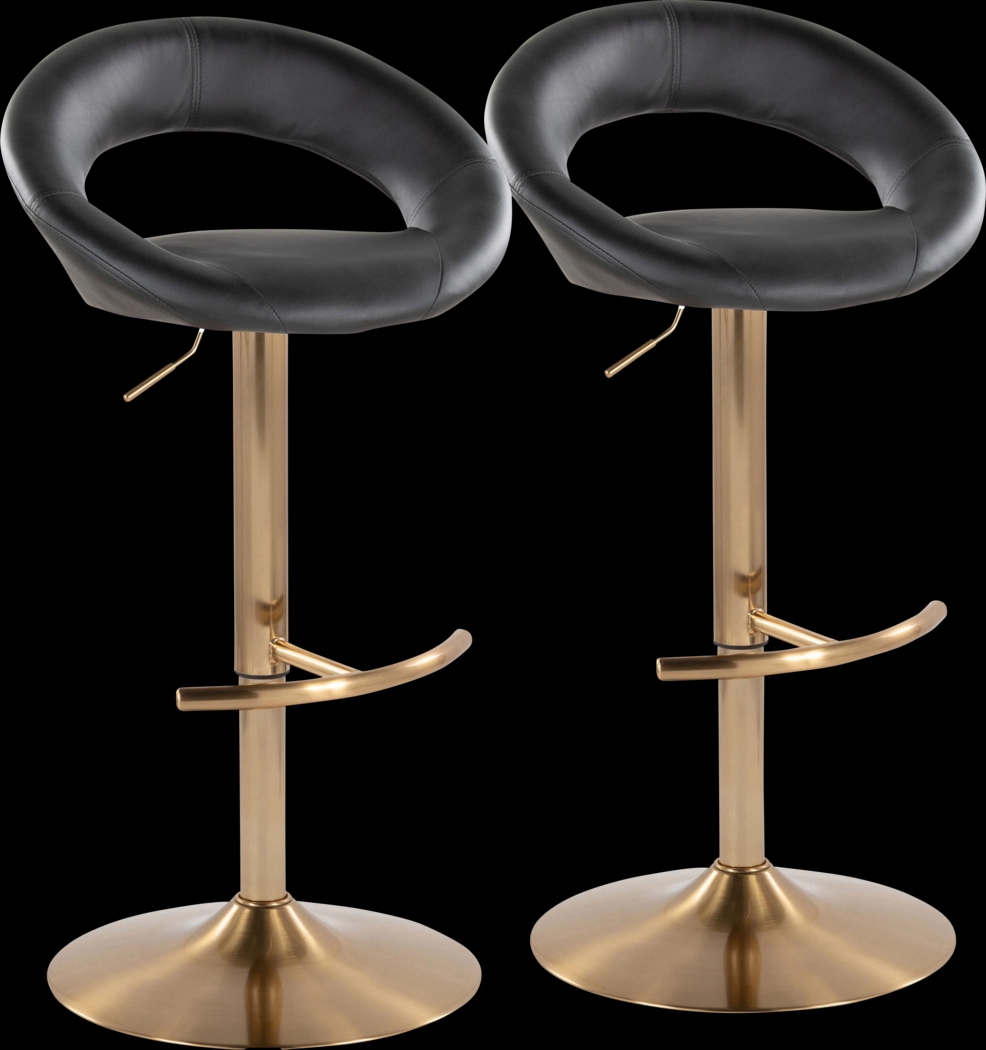 Shallowe I Black Adjustable Swivel Barstool, Set of 2 - Thumbnail - Image 1