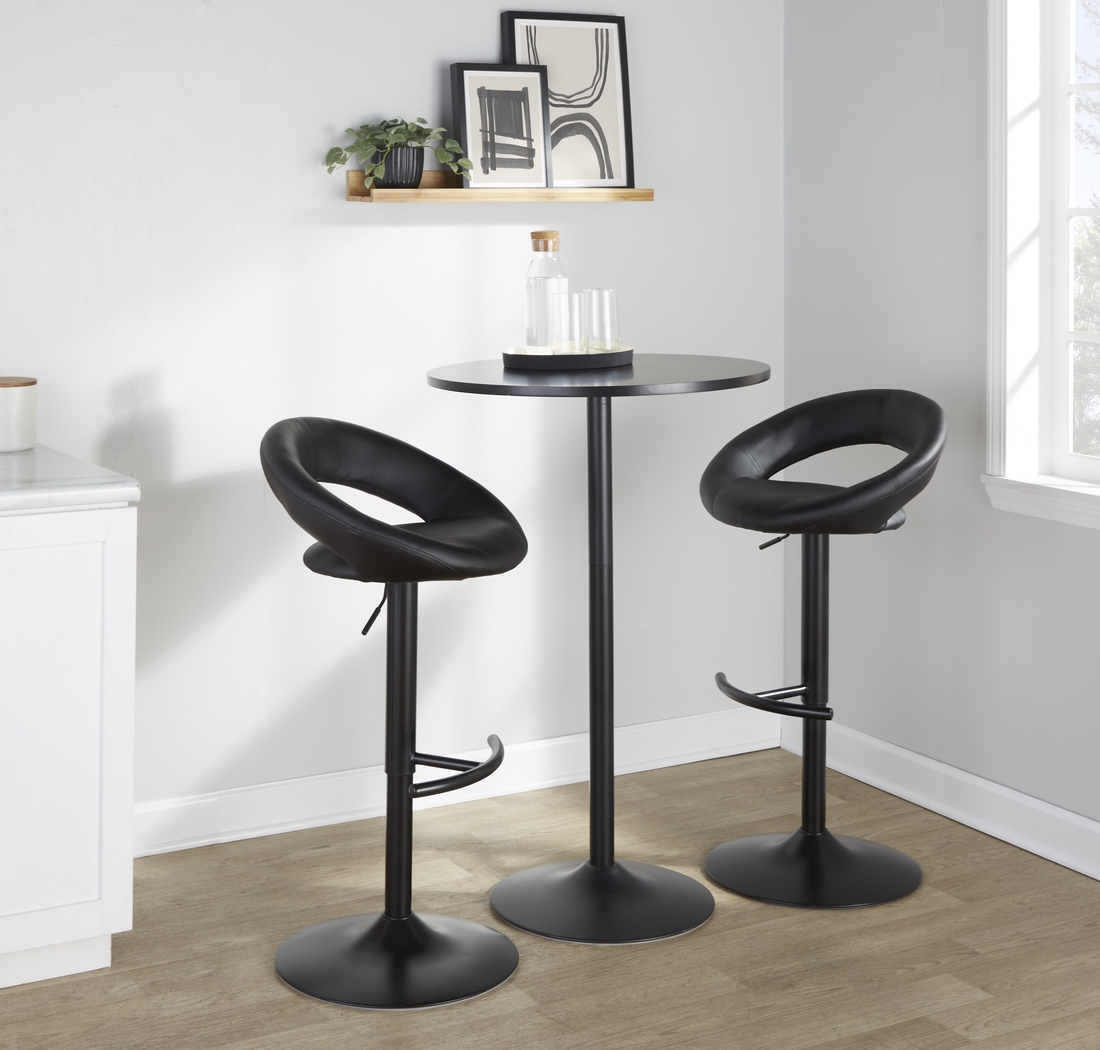 Shallowe II Black Adjustable Swivel Barstool, Set of 2 - Thumbnail - Image 4