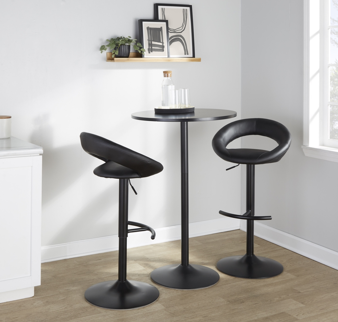 Shallowe II Black Adjustable Swivel Barstool, Set of 2 - Thumbnail - Image 5
