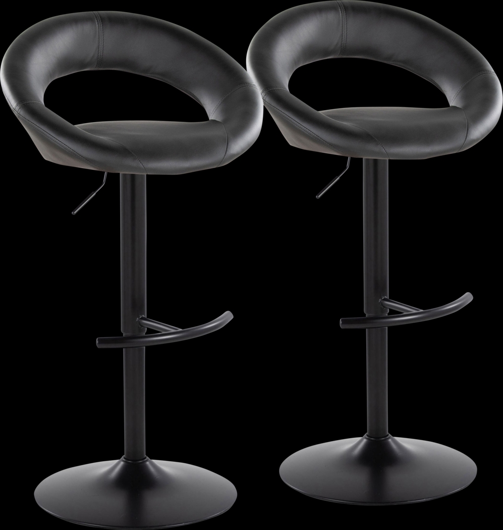 Shallowe II Black Adjustable Swivel Barstool, Set of 2 - Thumbnail - Image 1