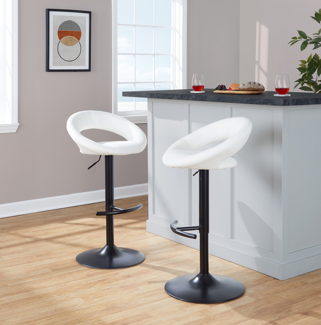 Shallowe II White Adjustable Swivel Barstool, Set of 2 - Thumbnail - Image 3