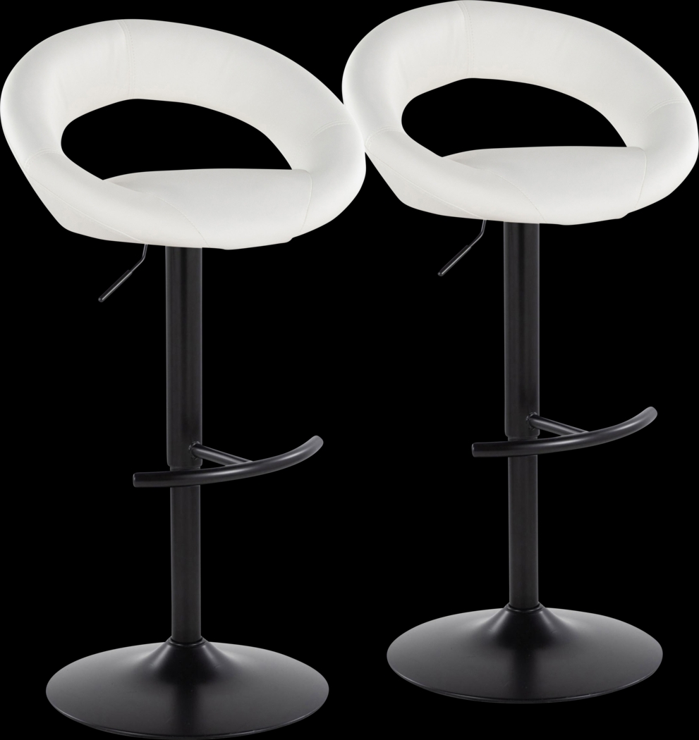 Shallowe II White Adjustable Swivel Barstool, Set of 2 - Thumbnail - Image 4