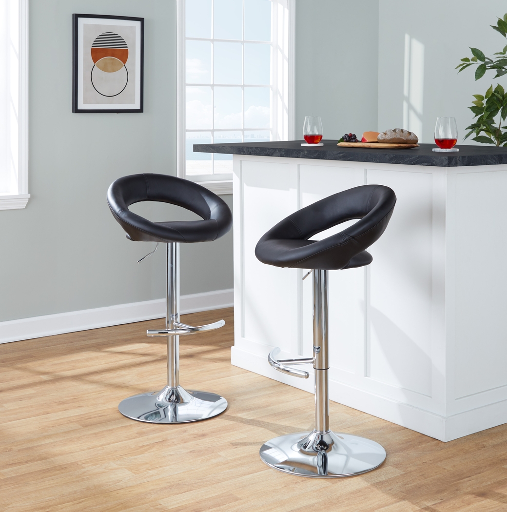 Shallowe III Black Adjustable Swivel Barstool, Set of 2 - Thumbnail - Image 3