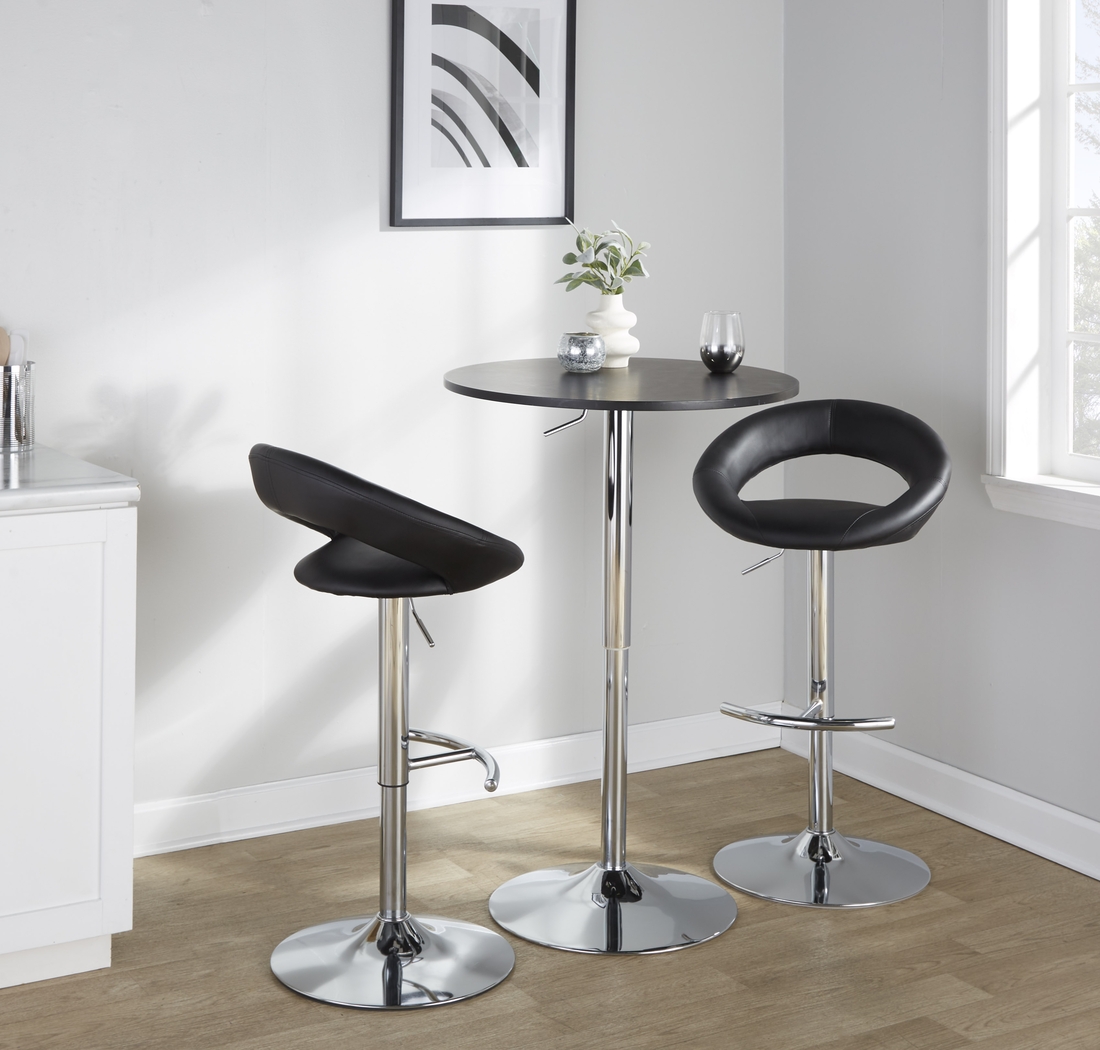 Shallowe III Black Adjustable Swivel Barstool, Set of 2 - Thumbnail - Image 5