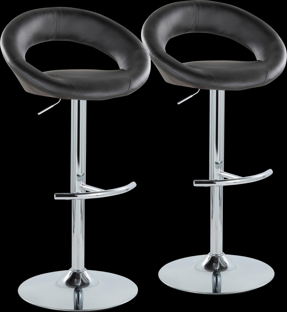Shallowe III Black Adjustable Swivel Barstool, Set of 2 - Thumbnail - Image 1