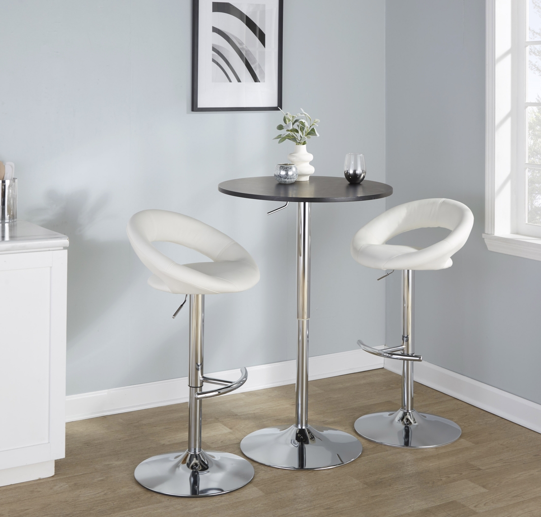 Shallowe III White Adjustable Swivel Barstool, Set of 2 - Thumbnail - Image 4