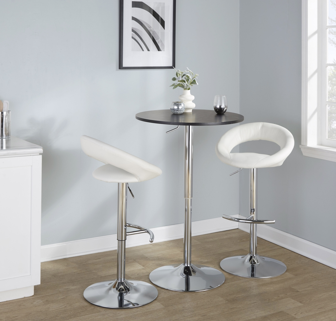 Shallowe III White Adjustable Swivel Barstool, Set of 2 - Thumbnail - Image 5