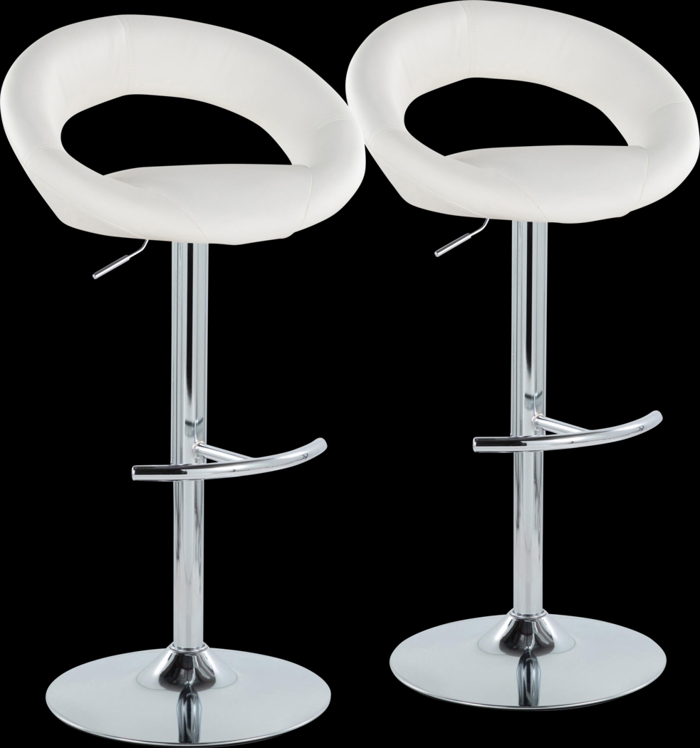 Shallowe III White Adjustable Swivel Barstool, Set of 2 - Thumbnail - Image 1