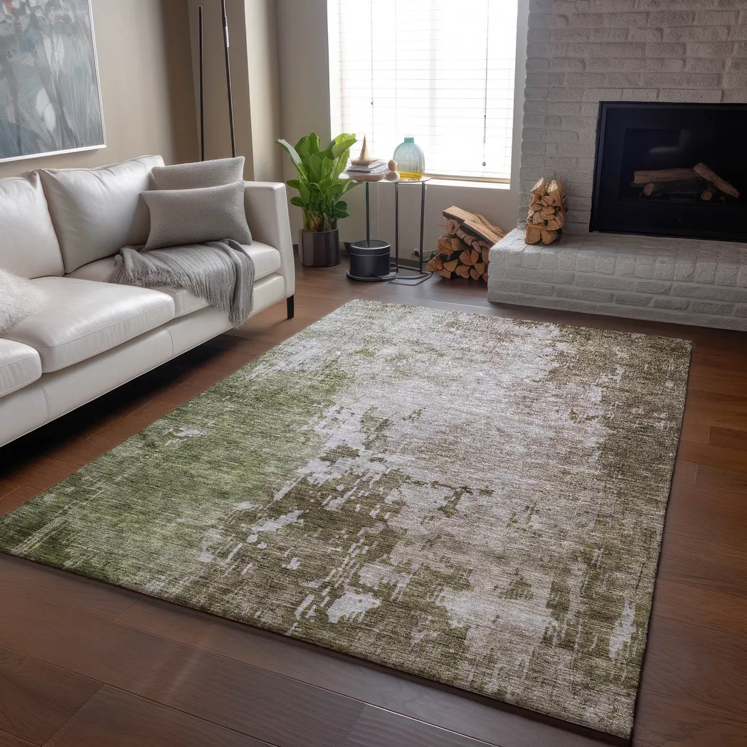 Shama Green 5' x 8' Machine Washable Rug - Thumbnail - Image 2