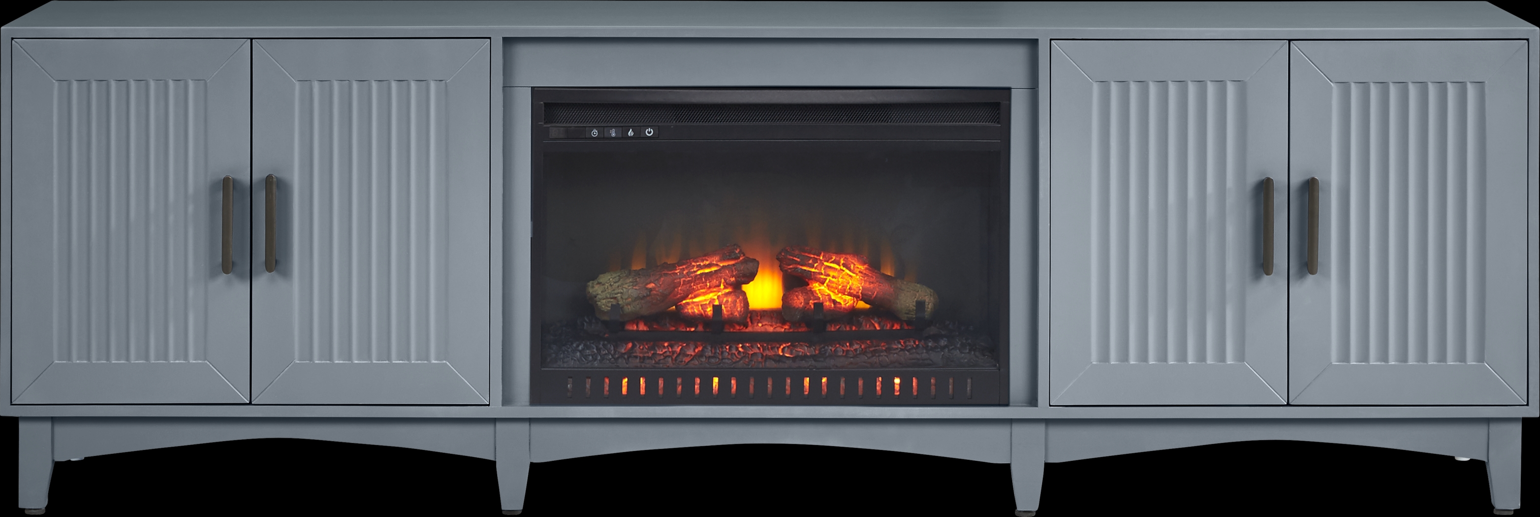 Shanewood II Blue 84 in. Console with Electric Log Fireplace - Thumbnail - Image 1