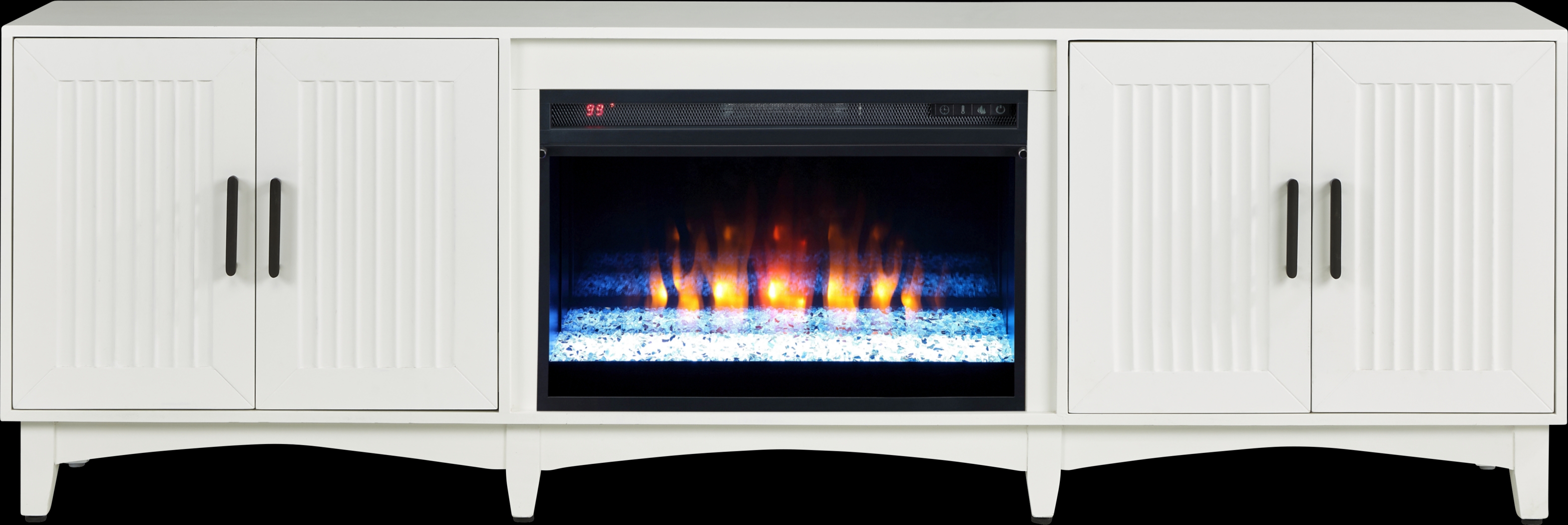 Shanewood II White 84 in. Console with Electric Fireplace - Thumbnail - Image 1