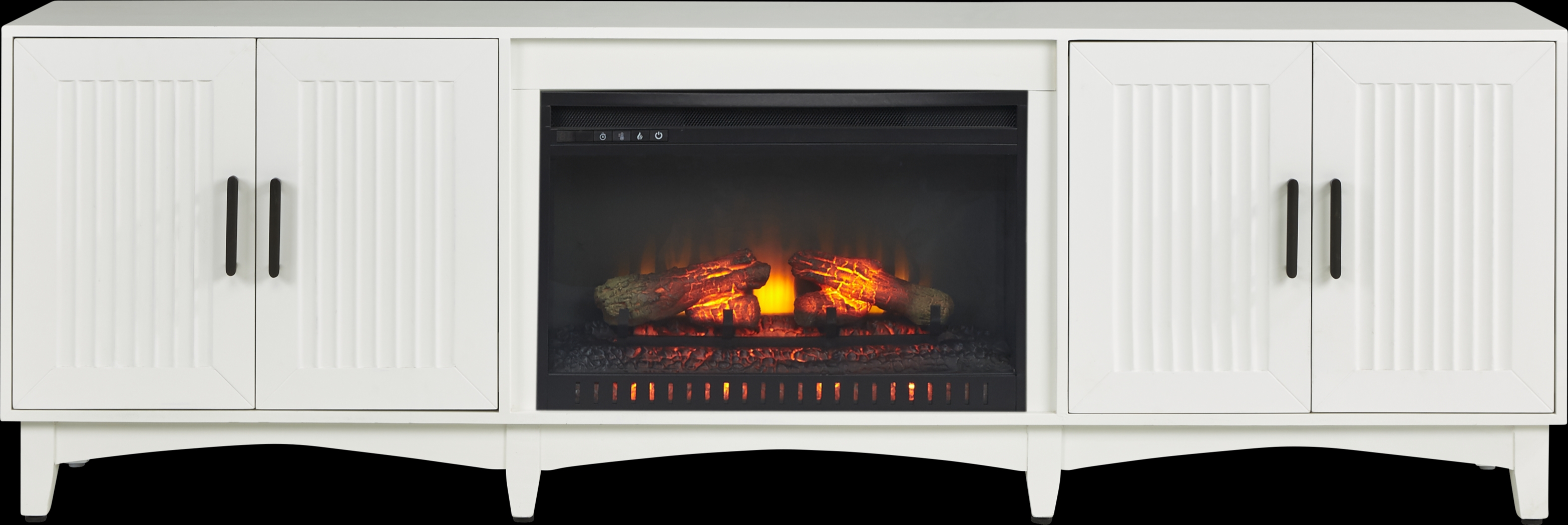 Shanewood II White 84 in. Console with Electric Log Fireplace - Thumbnail - Image 1