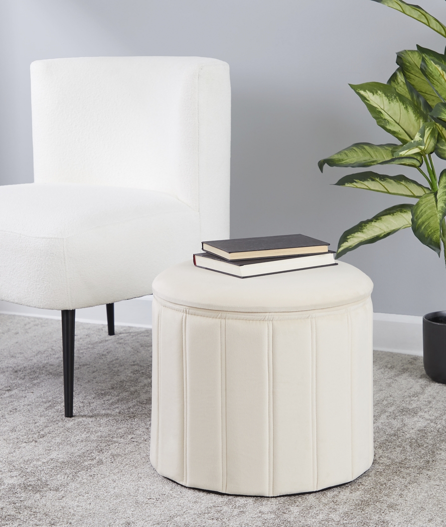 Sharynwood Cream Velvet Storage Ottoman - Thumbnail - Image 5