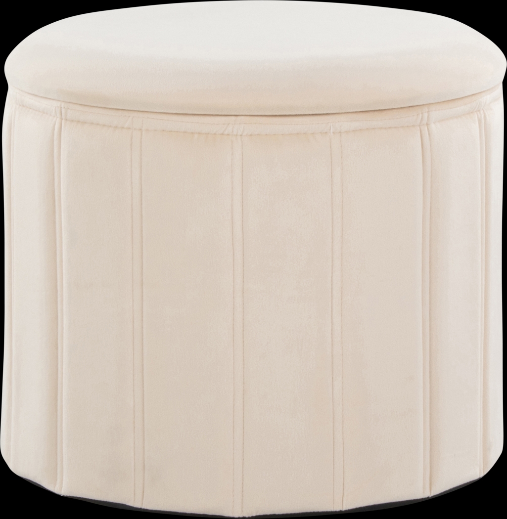 Sharynwood Cream Velvet Storage Ottoman - Thumbnail - Image 1