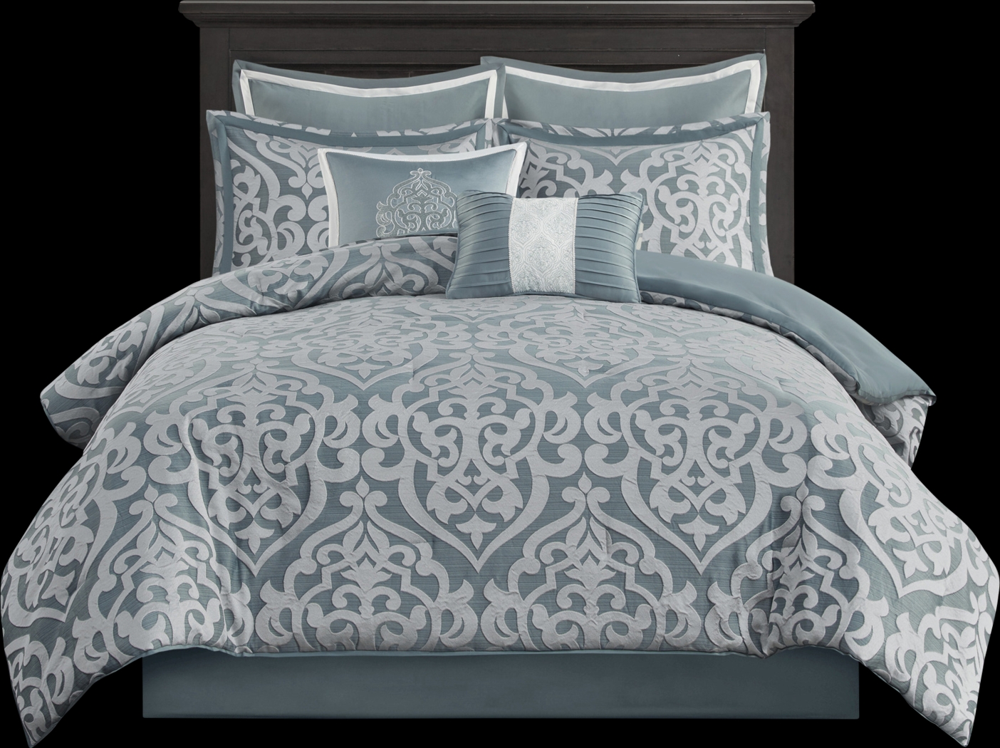 Shefflera Blue 8 Pc King Comforter Set - Thumbnail - Image 2