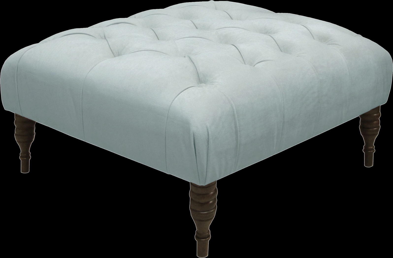 Shell Coast Blue Tufted Ottoman - Thumbnail - Image 1